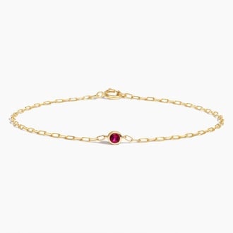 6.5 in. Lab Ruby Bezel Paperclip Chain Bracelet
