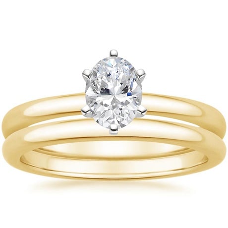 18K Yellow Gold Six-Prong 2mm Comfort Fit Bridal Set