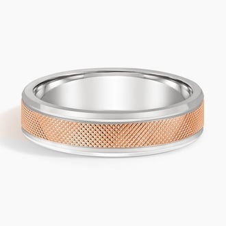Mixed Metal Maverick 5.5mm Wedding Ring in 14K Rose Gold