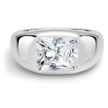 18K White Gold Sloane Flush Set Solitaire Dome Ring