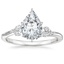 18K White Gold Camellia Milgrain Diamond Ring, smalltop view