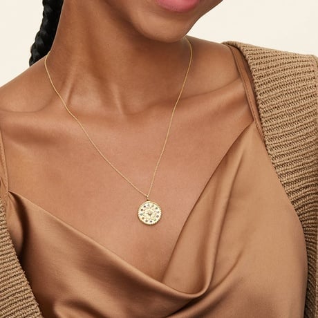 Zodiac Fortune Wheel Medallion Necklace
