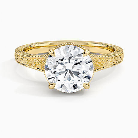 Tapered Elsie Engraved Solitaire Ring