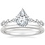 18K White Gold Versailles Diamond Ring with Petite Comfort Fit Wedding Ring