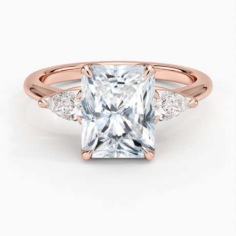 14K Rose Gold Fleur Three Stone Diamond Ring