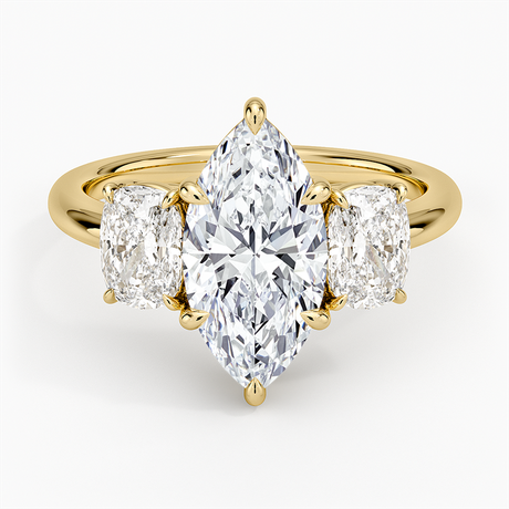 Luxe Faye Elongated Cushion Three Stone Diamond Ring