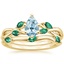 18KY Aquamarine Willow Bridal Set With Lab Emerald Accents, smalltop view