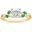 18K Yellow Gold Willow Ring With Lab Emerald Accents, smalltop view