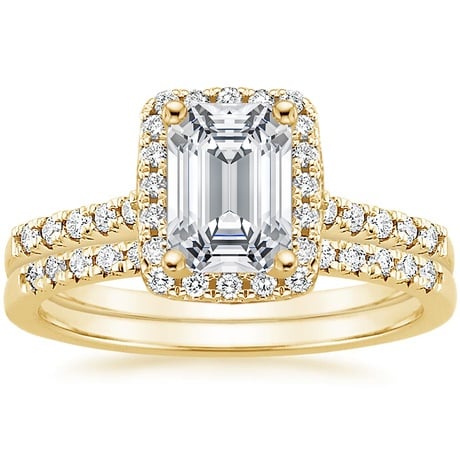 18K Yellow Gold Odessa Diamond Ring (1/5 ct. tw.) with Sonora Diamond Ring (1/8 ct. tw.)