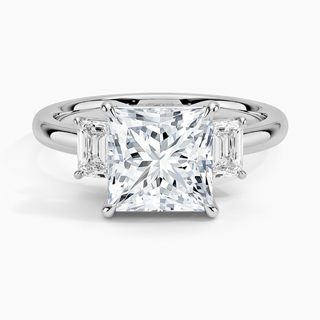 18K White Gold Rhiannon Emerald Cut Three Stone Diamond Ring (1/2 ct. tw.)