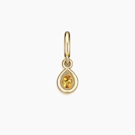 Pear Citrine Milgrain Bezel Charm