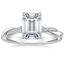 18K White Gold Petite Twisted Vine Hidden Halo Pavé Diamond Ring, smalltop view