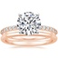 14K Rose Gold Petite Shared Prong Diamond Ring (1/4 ct. tw.) with Petite Comfort Fit Wedding Ring