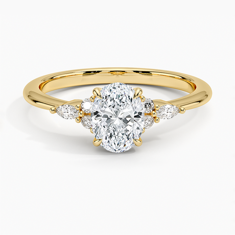 Nadia Engagement Ring With Side Stones - Cluster Accent Ring