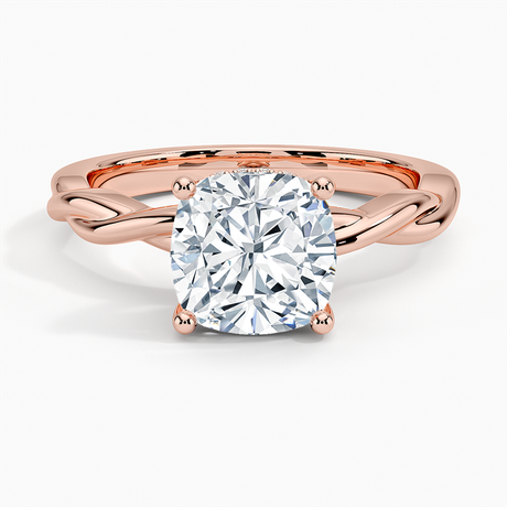 14K Rose Gold Twisted Vine Hidden Halo Diamond Ring