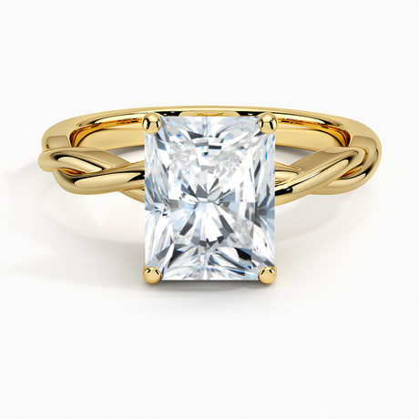 18K Yellow Gold Twisted Vine Solitaire Ring