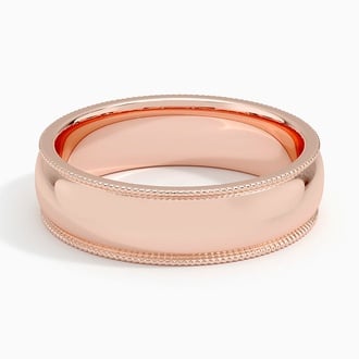 Milgrain 6mm Wedding Ring in 14K Rose Gold