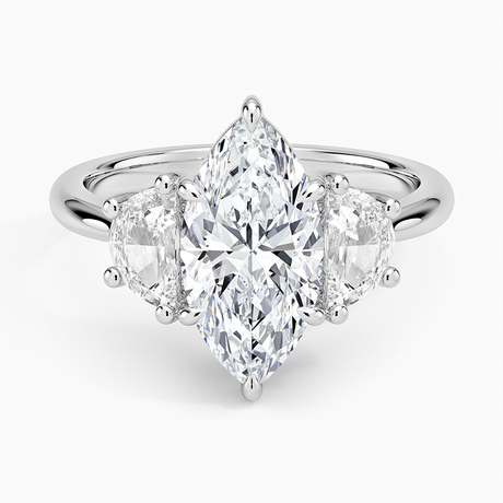 Half Moon Three Stone Diamond Ring
