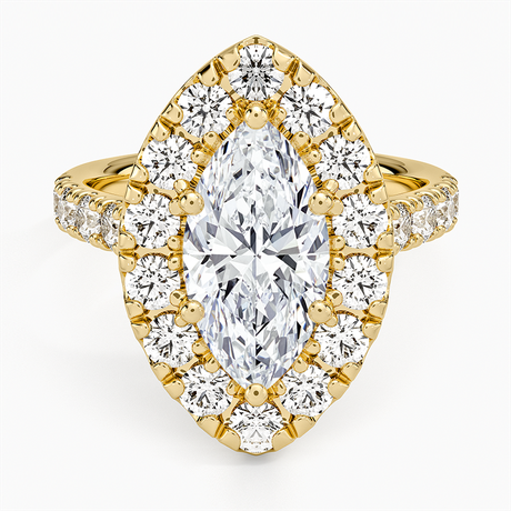 18K Yellow Gold Adele Halo Diamond Ring