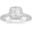 18K White Gold Sienna Halo Half Coverage Diamond Ring, smalltop view