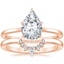 14K Rose Gold Secret Halo Six-Prong Diamond Ring with Lunette Diamond Ring