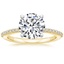 18K Yellow Gold Delicate Shared Prong Diamond Ring, smalltop view