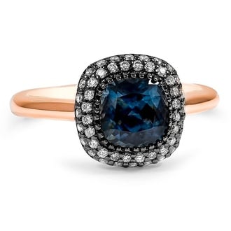 Custom Two Tone Sapphire Double Halo
