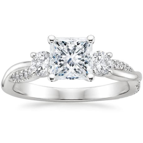 18K White Gold Three Stone Petite Twisted Vine Diamond Bridal Set (1/2 ct. tw.)