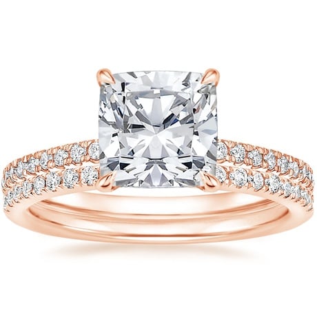 14K Rose Gold Petite Demi Diamond Ring with Ballad Diamond Ring