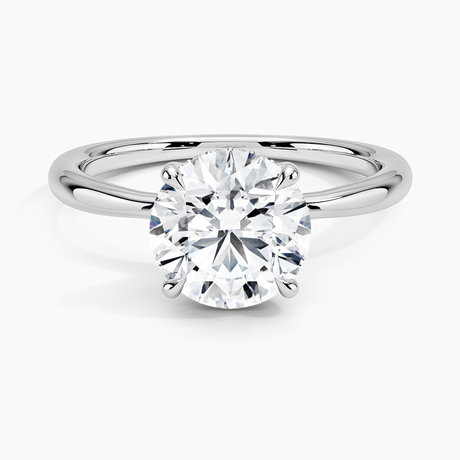 18K White Gold Freesia Hidden Halo Diamond Ring