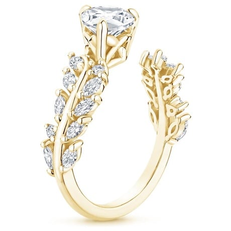 Asymmetrical Leaf Engagement Ring - Sweeping Ivy