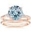 14KR Aquamarine Camellia Diamond Ring with Alena Diamond Ring, smalltop view