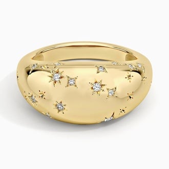 Leo Zodiac Constellation Diamond Dome Ring