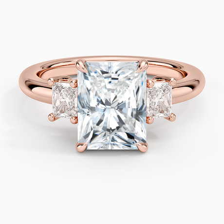 14K Rose Gold Helena Radiant-Cut Three Stone Diamond Ring (3/8 ct. tw.)