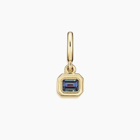 Emerald Cut Lab Alexandrite Milgrain Bezel Charm