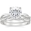 18KW Moissanite Twisted Vine Ring with Petite Twisted Vine Diamond Ring (1/8 ct. tw.), smalltop view