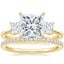 18K Yellow Gold Princess Cut Three Stone Diamond Ring with Luxe Ballad Diamond Ring (1/4 ct. tw.)