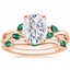 14KR Moissanite Willow Bridal Set With Lab Emerald Accents, smalltop view