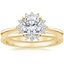 18K Yellow Gold Cressida Diamond Ring with Petite Comfort Fit Wedding Ring