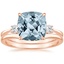 14KR Aquamarine Selene Diamond Ring (1/10 ct. tw.) with Petite Curved Wedding Ring, smalltop view