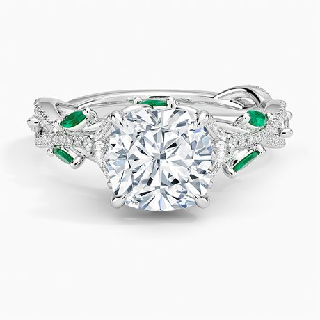 18K White Gold Luxe Secret Garden Lab Emerald and Diamond Ring