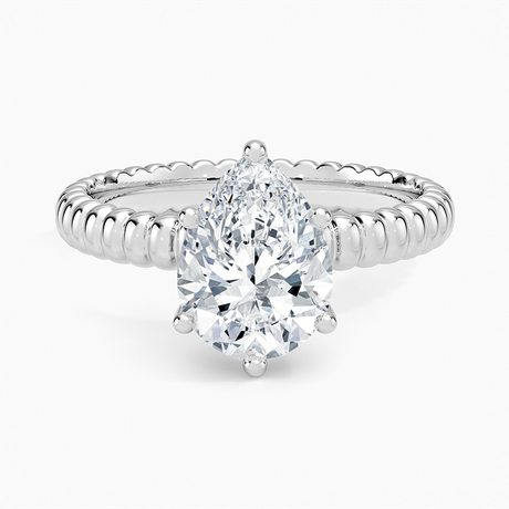 18K White Gold Petra Textured Solitaire Ring