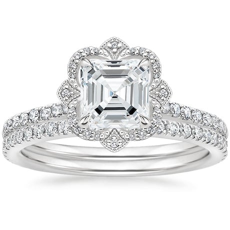 18K White Gold Reina Diamond Ring with Luxe Ballad Diamond Ring (1/4 ct. tw.)