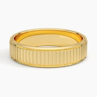 Fluted Textured Wedding Ring in 14K Yellow Gold
