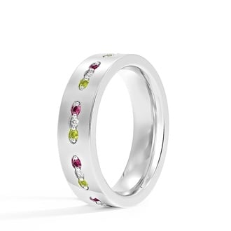 Custom Multi Color Natural Sapphire and Lab Diamond Bold Band