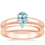 14KR Aquamarine 3mm Comfort Fit Bridal Set, smalltop view