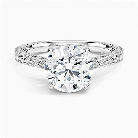 Platinum Elsie Engraved Ring