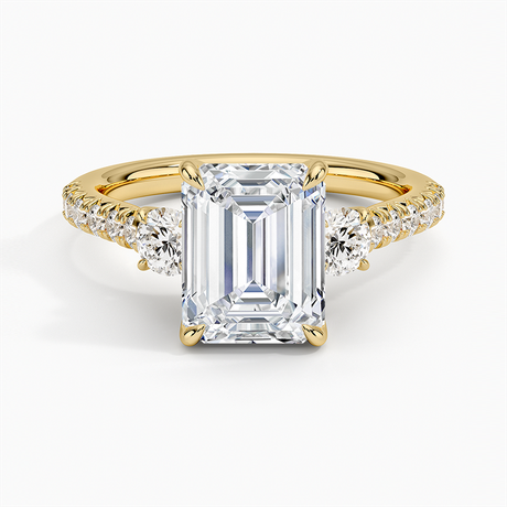 18K Yellow Gold Amelie Three Stone Diamond Ring