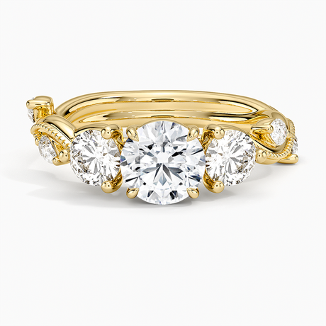 Vintage Secret Garden Three Stone Diamond Ring