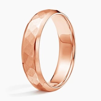 Canyon Beveled Edge Matte 5.5mm Wedding Ring in 14K Rose Gold